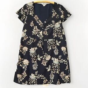 Onze‎ Floral Midi Dress With Pockets Women’s Sz L Flutter Sleeve V Neck Designer